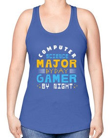 Computer science major by day gamer by night 6# - computer -Racerback Tank