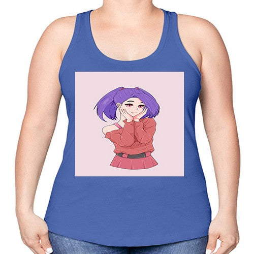 Cute girl with cute pose 138# - anime -Racerback Tank