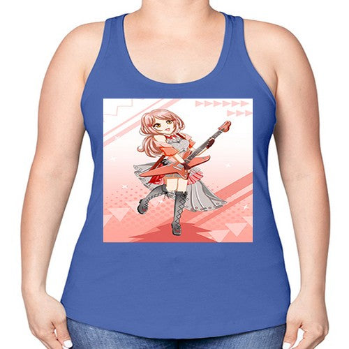 Cute rock star girl with guitar game 17# - anime -Racerback Tank