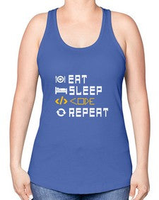 Eat sleep code repeat 49# - computer -Racerback Tank