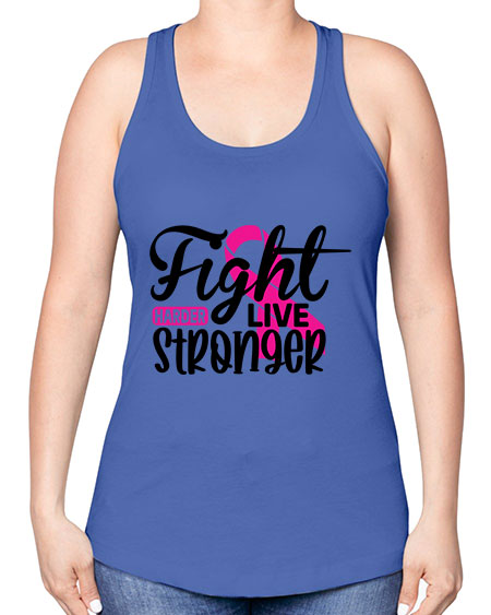 Fight Harder Live Stronger 27# - breast cancer -Racerback Tank