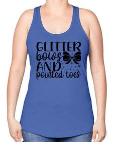 Glitter bows and pointed toes 130# - ballet -Racerback Tank