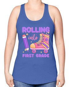 Rolling into first Grade 785# - first grade -Racerback Tank