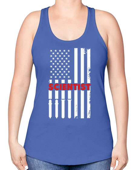 ScientistUSAFlagScientistSkinite Scientist Skinite 38# - general science -Racerback Tank