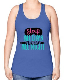 Sleep All Day Nurse All Style Style 1399# - nurse -Racerback Tank