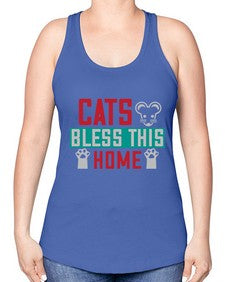 cats bless this home Style 36# - cats -Racerback Tank