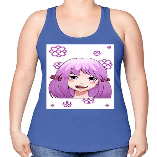 cute ponytails purple hair girl 63# - anime -Racerback Tank