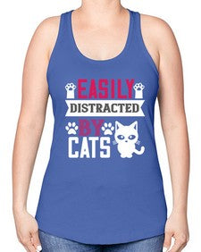 easily distracted by cats Style 47# - cats -Racerback Tank