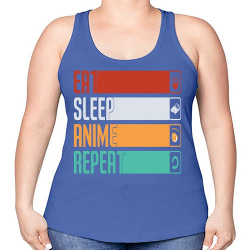 eat sleep anime repeat225# - anime -Racerback Tank