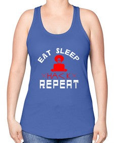 eat sleep hack repeat 48# - computer -Racerback Tank
