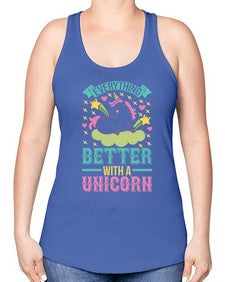 everything better with a unicorn 128# - unicorn -Racerback Tank