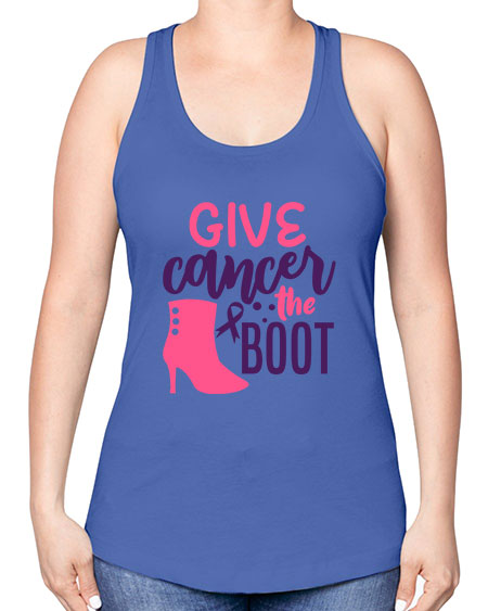 give cancer the boot Style 11# - breast cancer -Racerback Tank