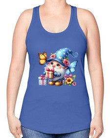gnome with butterfly 03# - gnome -Racerback Tank