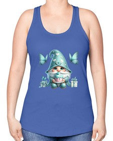 gnome with butterfly 10# - gnome -Racerback Tank