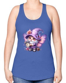 gnome with butterfly 18# - gnome -Racerback Tank