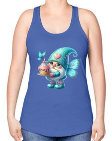 gnome with butterfly 20# - gnome -Racerback Tank