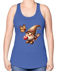 gnome with butterfly 22# - gnome -Racerback Tank