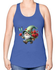 gnome with butterfly 24# - gnome -Racerback Tank