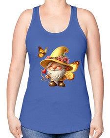 gnome with butterfly 27# - gnome -Racerback Tank