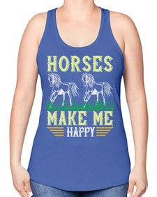 horses make me happy Style 40# - horse -Racerback Tank