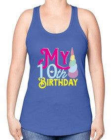 my 10th birthday 251# - unicorn -Racerback Tank