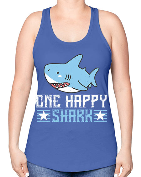 one happy shark Style 50# - shark-fish -Racerback Tank