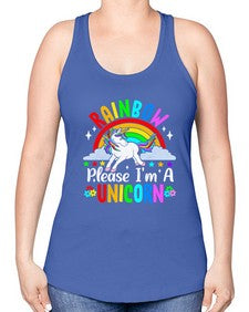 rainbow please im a unicorn 364# - unicorn -Racerback Tank