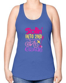 rollin into second grade 783# - second grade -Racerback Tank
