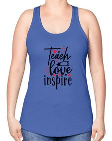 teach love inspire Style 369# - teacher -Racerback Tank