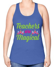 teachers are magical 428# - unicorn -Racerback Tank