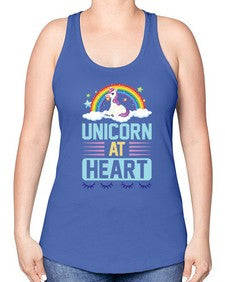 unicorn at heart 448# - unicorn -Racerback Tank