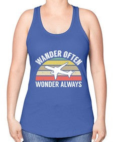 wander often wonder always  47# - airplane -Racerback Tank