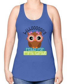 whooos ready for fifth grade girl 1000# - fifth grade -Racerback Tank
