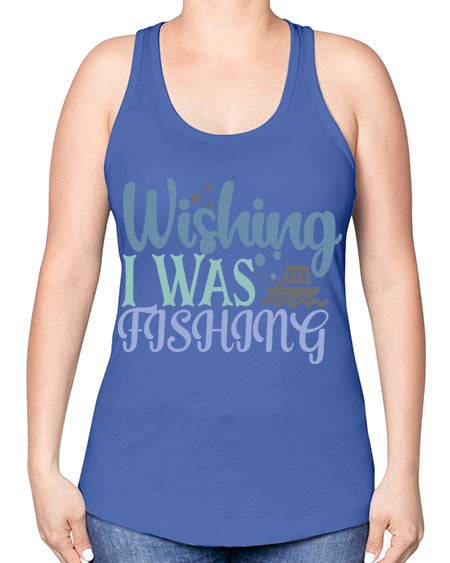 wishing i was fishing 90# - shark-fish -Racerback Tank
