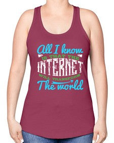 All I know is that the Internet will transform the world 68# - internet -Racerback Tank