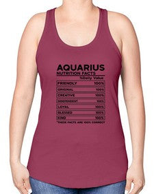 Aquarius Nutrition Facts 67# - aquarius -Racerback Tank