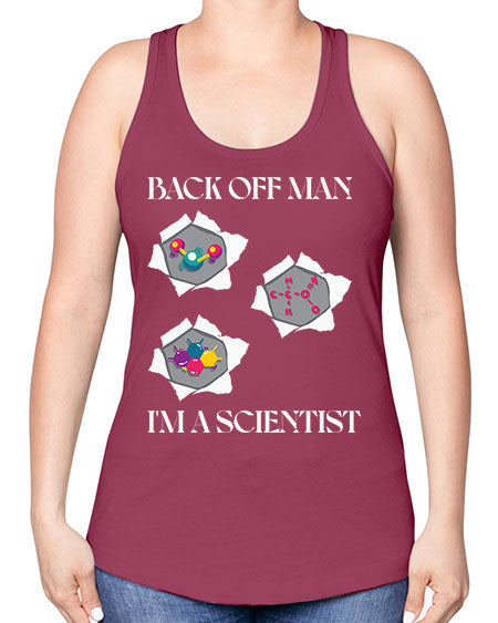 BackOffManImAScientistSkinite Scientist Skinite 289# - general science -Racerback Tank