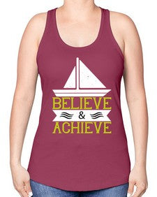 Believe  Achieve 23# - boats -Racerback Tank
