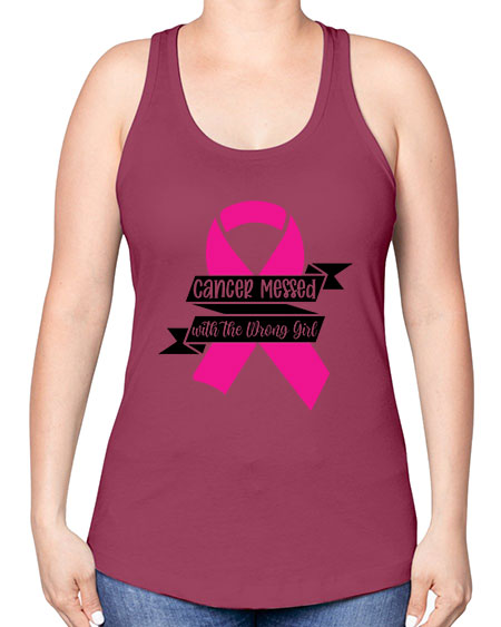 Cancer Messed with the Wrong Girl 30# - breast cancer -Racerback Tank