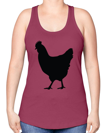 Chicken Silhouette 3# - chicken -Racerback Tank