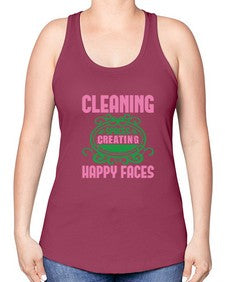 Cleaning spaces creating happy faces Style 93# - cleaner -Racerback Tank
