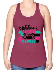 Coffee Scrubs And Rubber Gloves Style Style 664# - nurse -Racerback Tank