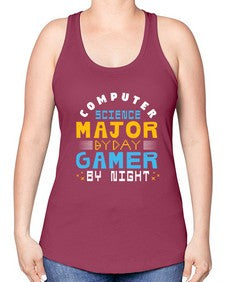Computer science major by day gamer by night 6# - computer -Racerback Tank