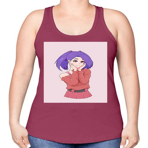 Cute girl with cute pose 138# - anime -Racerback Tank