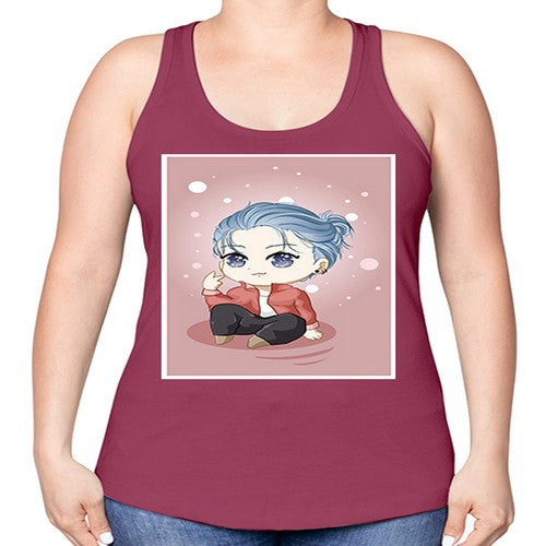Cute little boy silver hair 78# - anime -Racerback Tank