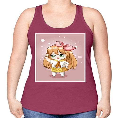 Cute little girl yellow hair wearing uniform 130# - anime -Racerback Tank