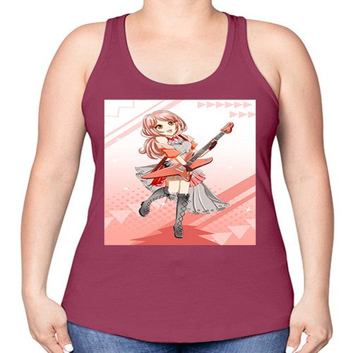 Cute rock star girl with guitar game 17# - anime -Racerback Tank