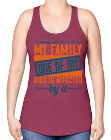 Diabetes affects my family One of my kids is affected by it Style 4# - diabetes -Racerback Tank