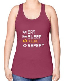 Eat sleep code repeat 49# - computer -Racerback Tank