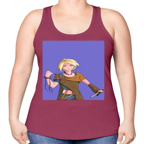 Girl hold knife 12# - anime -Racerback Tank